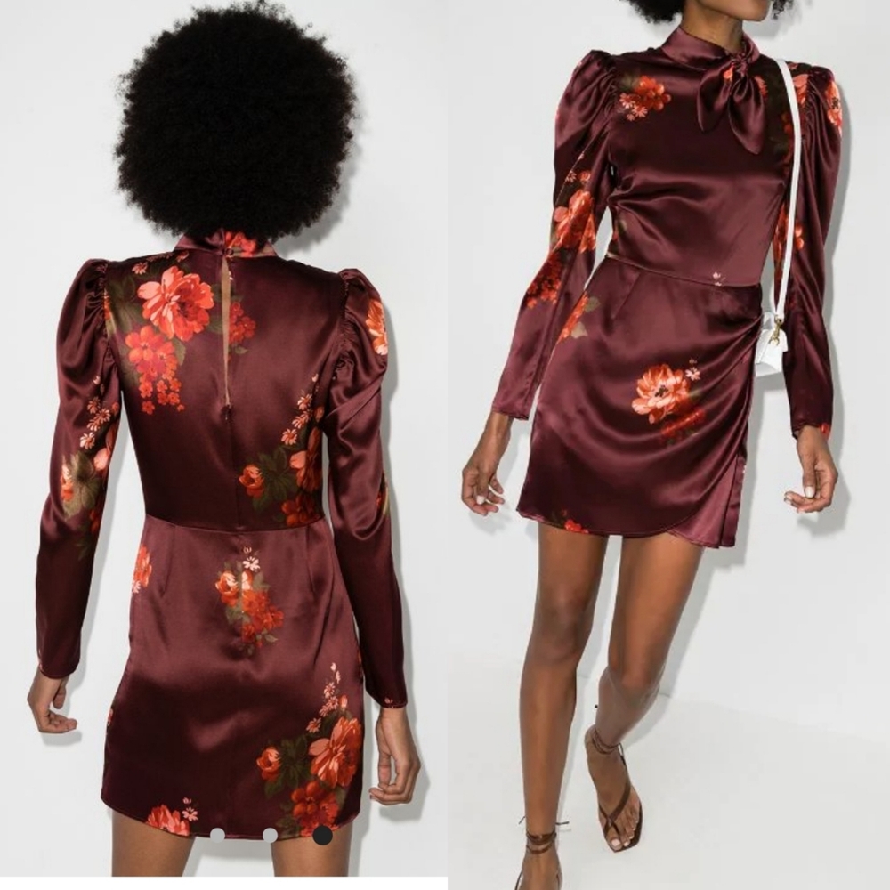 Reformation Livie silk burgundy mini dress 4 - Picture 7 of 8